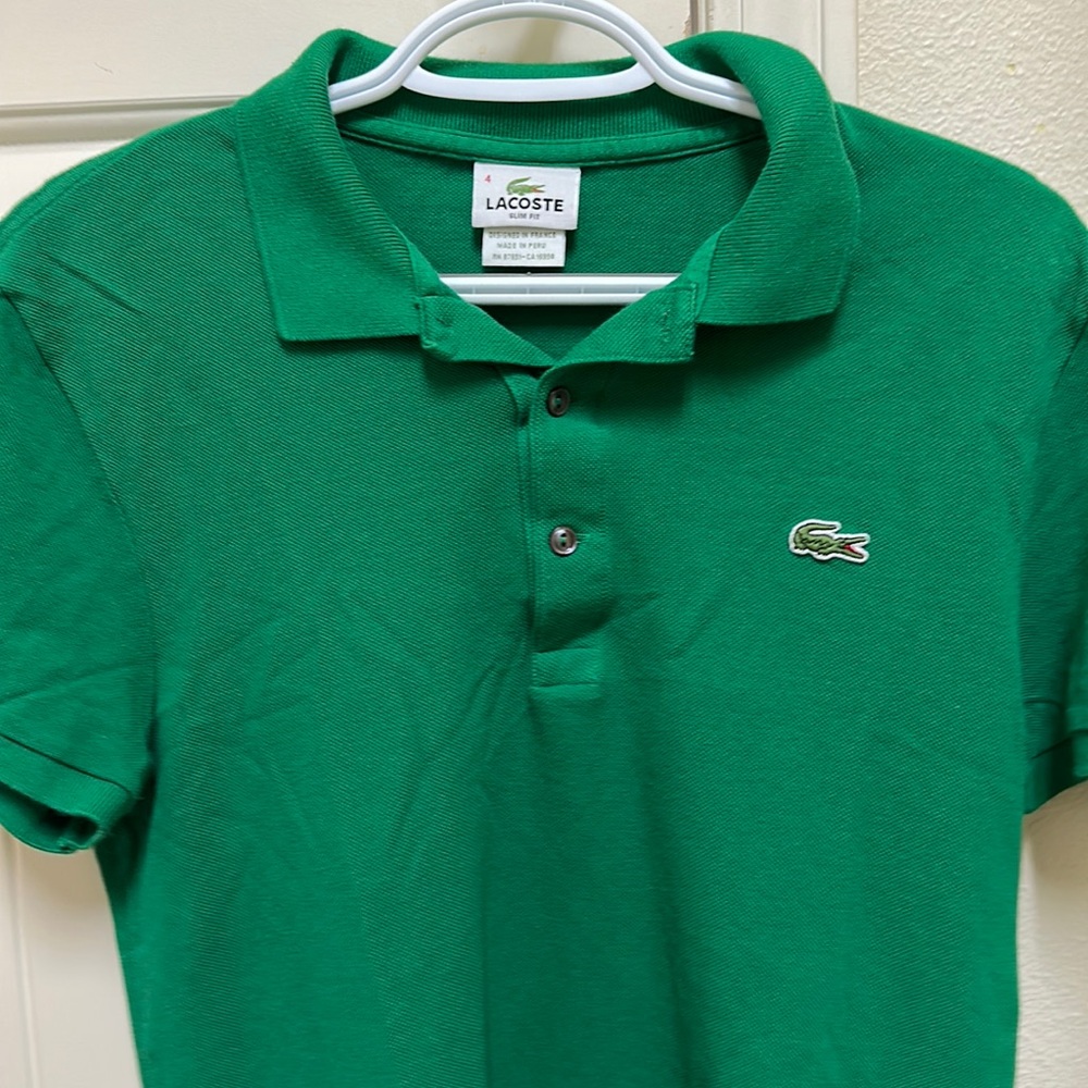 Green Lacoste polo shirt size 4 slim fit